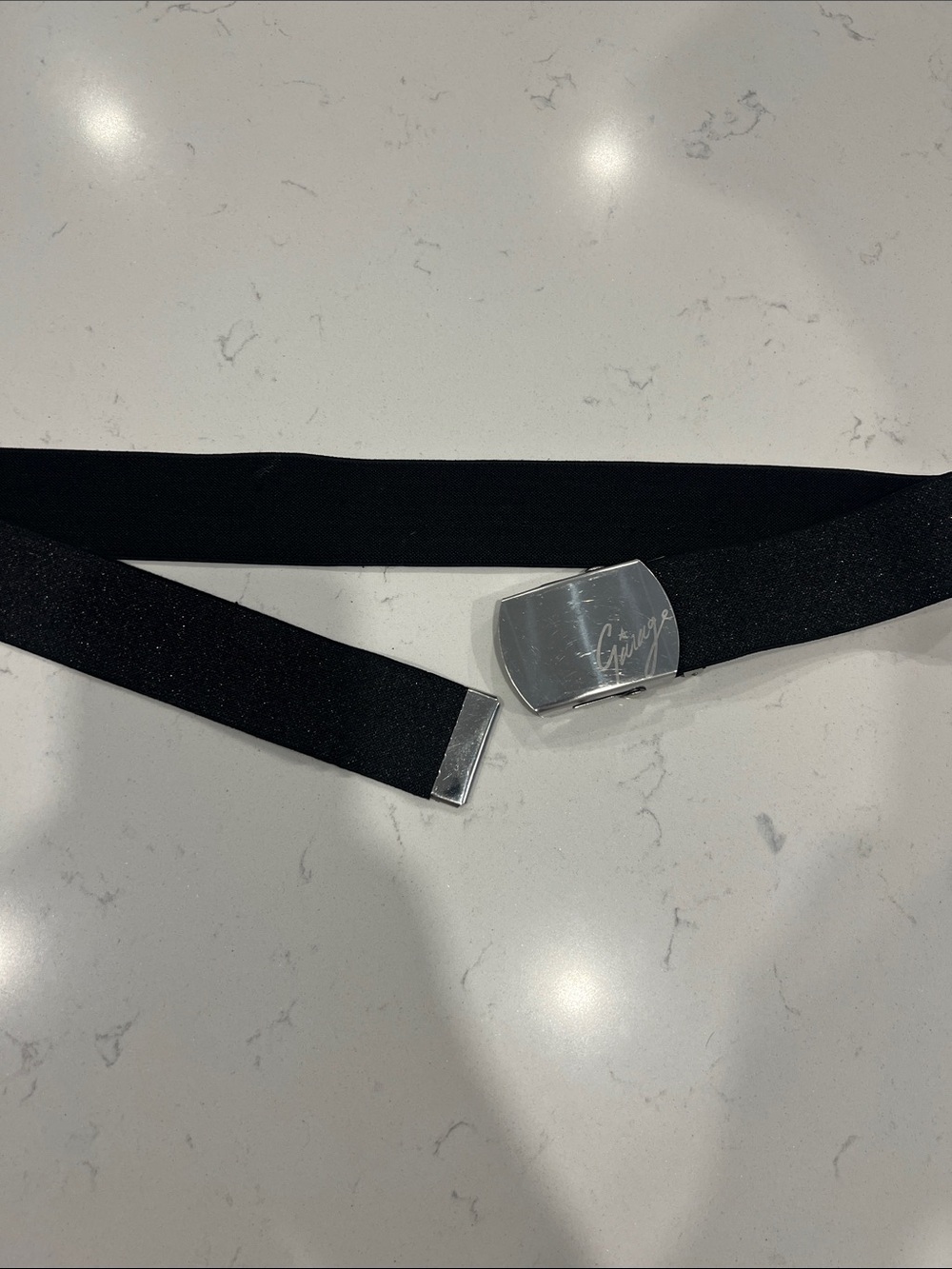 Garage Black Webbing Belt with Silver Buckle